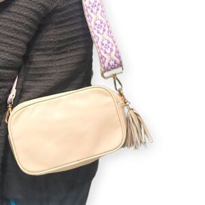 "The Sunday Bruncher" Beige Champagne Camera Style Adjustable Strap Bag